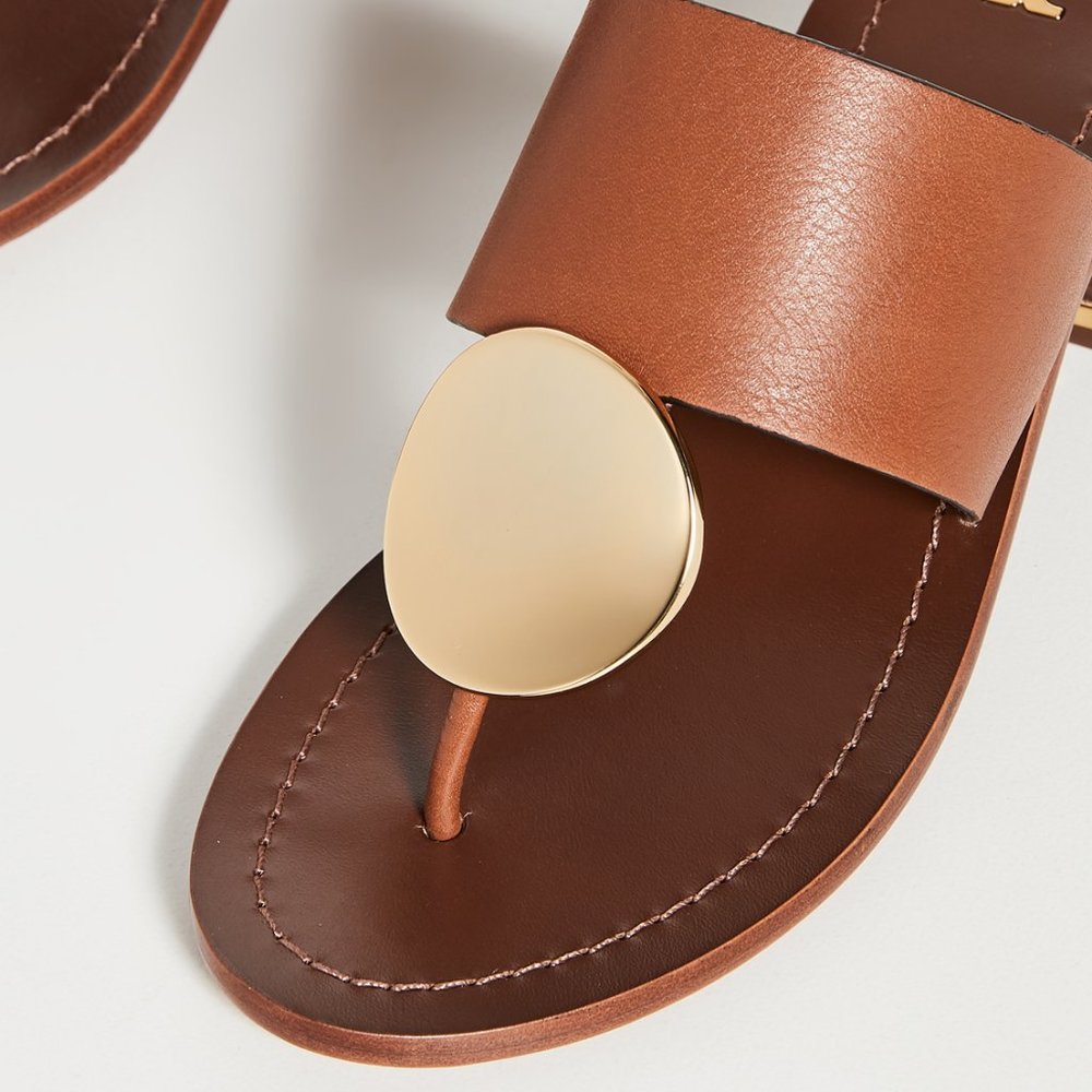Tory Burch PATOS DISK 45MM SANDAL Mou Brown Gold STUNNING AND COMFORTABLE! - Picture 9 of 10